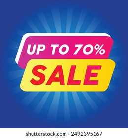 Up to 70 percent sale badge for promotion