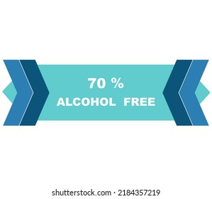 70% percentage alcohol free fantastic rectangle shape design element vector illustration for label promo sign isolated on white background with fantastic font and blue color 