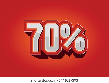 70%, percentage icon in vector, discount and promotion, red and orange.