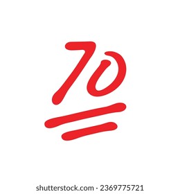70 points test score, seventy points grade results, exam score vector illustration