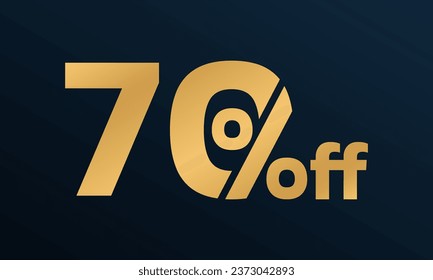 70% price off golden icon. 70 percent sale label, sign or tag. Discount, promotion banner, coupon design element. Vector illustration.