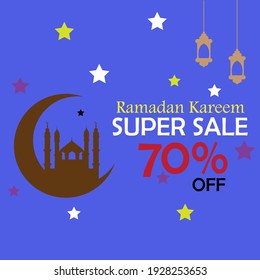 70 % RAMADAN KAREEM SUPER SALE TEMPLATE DESIGN VECTOR ILLUSTRATION