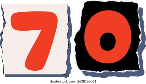70 Retro torn paper number Design art