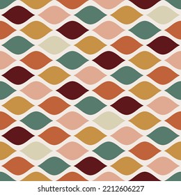 Patrón sin fisuras de los años 70. Fondo retro de color geométrico sin costuras en estilo setenta. Papel Groovy de libro de recortes. Color amarillo, naranja, marrón, verde vintage patrón vectorial