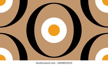 70 s seamless pattern. Retro circle seamless background in seventies style. Groovy scrapbook paper. Orange, black and brown vintage colors vector pattern.