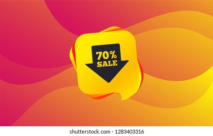 70% sale arrow tag sign icon. Discount symbol. Special offer label. Wave background. Abstract shopping banner. Template for design. Vector