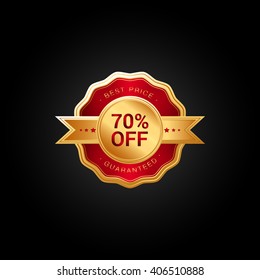70% Sale, Best Offer, golden badge