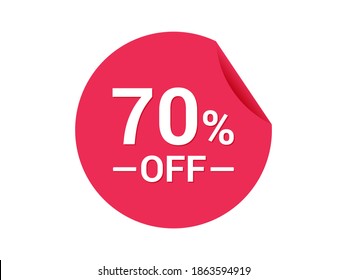 70% Sale of special offers, 70% off discount sticker, ad offer on shopping