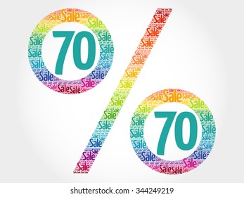 70% Sale words cloud, business concept background