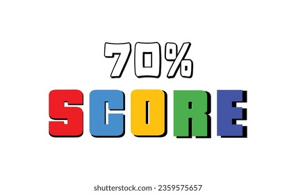 Signo de puntuación del 70 % diseñado al estilo moderno para captar la vista con diferentes combinaciones de colores. Ilustración del vector de punto aislado fondo blanco.