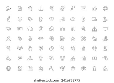 70 SEO and marketing elegant minimalistic continuous line icons