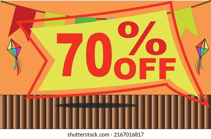 70 seventy % percent off promotion tag party balloon flag platform