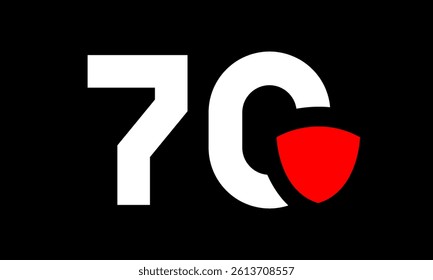 70 Shield Red Modern Simple Protect Logo