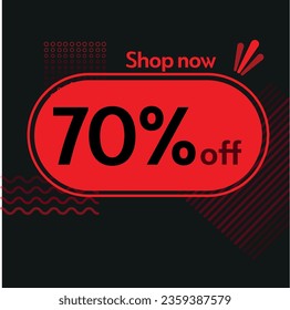 70% Shop now vector red and black elements black friday buy now online shop sticker marketing