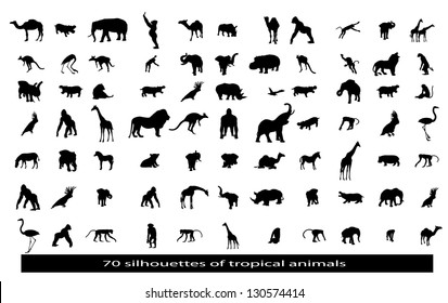70 silhouettes of the African animals