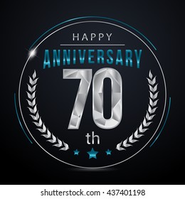 70 Silver anniversary logo, low poly design number