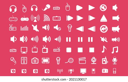 70 conjunto simple de iconos de medios