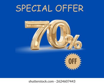 Oferta especial del 70%: obtenga un 25% de descuento en impresionantes diseños de Ilustración vectorial con un fondo azul 