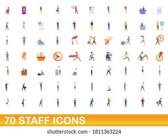 70 staff icons set. Cartoon illustration of 70 staff icons vector set isolated on white background
