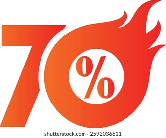 70% symbol to be used in discount, campaign and sale designs on a white background. vector