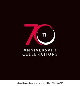 70 Th Anniversary Celebration Retro Vector Template Design Illustration