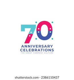 Ilustración De Diseño De Plantilla De Vector De Celebración Del 70 Aniversario
