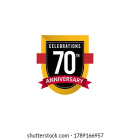 70 Th Anniversary Celebrations Gold Black White Vector Template Design Illustration