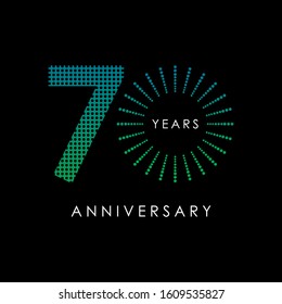 70 th anniversary logo gradation. on black background