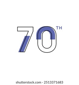 70 Th Anniversary Number Design Flat Style Collection Vector Template Illustration