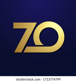 Número de 70 años. Logotipo de 70 años. Encantadores felicitaciones doradas. Plantilla de diseño gráfico abstracto aislada. Felicitación creativa, concepto de dígitos 3D.