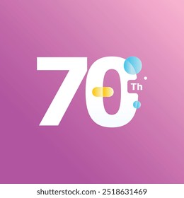 70.º Número De Diversión Celebración De Aniversario Diseño Ilustración Colección