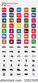 70 transportation icons set