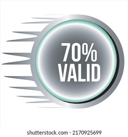 70% valid vector art illustration sign symbol in black circular shape business stamp isolated on white background color white silver green