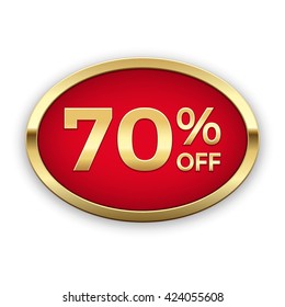 70% vector badge, gold