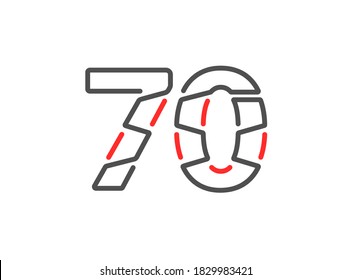 70 vector number. Modern trendy, creative style line design. For logo, brand label, design elements, corporate identity, application etc. Isolated vector illustration          