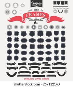 70+ Vintage frame bundle. Perfect elements for unique elegant logos. - Designer Collection