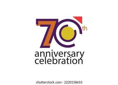 70  year anniversary celebration abstract style logotype. anniversary with purple, yellow, orange color isolated on white background, vector design for celebration, invitation, greeting card - Vector