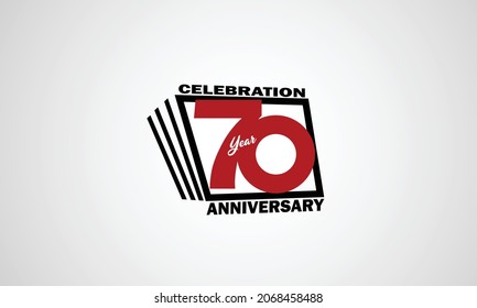 70 Year Anniversary Celebration, Book Design Style Black And Red Color For Event, Birthday, Giftcard, Poster-vector