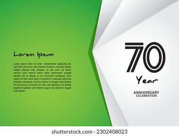 70 year anniversary celebration logotype on green background for poster, banner, leaflet, flyer, brochure, web, invitations or greeting card, 70 number design, 70th Birthday invitation