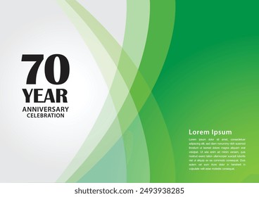 Logotipo de la celebración del aniversario 70 en el fondo verde para el cartel, Anuncio, folleto, folleto, folleto, folleto, Web, invitaciones o tarjeta de felicitación, diseño del número 70, invitación del cumpleaños 70, Vector