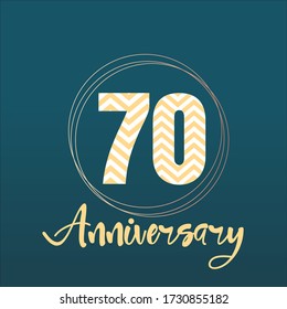 Celebración del 70 aniversario, diseño vectorial para celebraciones, tarjetas de invitación y tarjetas de felicitación