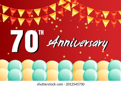 Celebración del 70 aniversario, diseño vectorial para celebraciones, tarjetas de invitación y tarjetas de felicitación