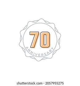 70-jährige Jubiläumsfeier Vektor Badge. Gruß zum Jubiläum feiert Vorlagendesign-Illustration