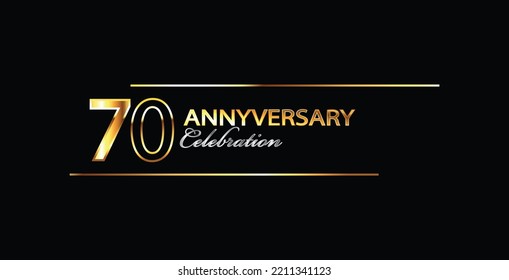 70 Year Anniversary celebration Vector Design. 70th Anniversary celebration. Gold Luxury Banner of 70th Anniversary celebration. seventieth-fourth celebration card. Vector anniversary