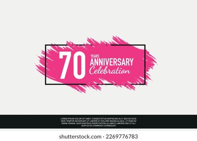70 year anniversary celebration vector pink design in black frame on white background abstract illustration logo	