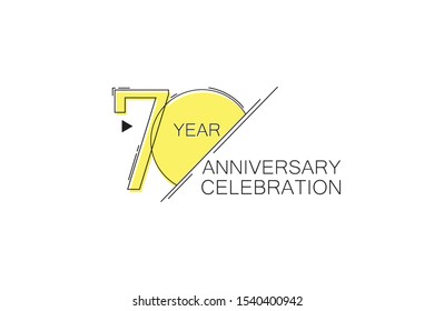 70 year Anniversary comical look, simple line art, Sleek and Clean Design   - Vector