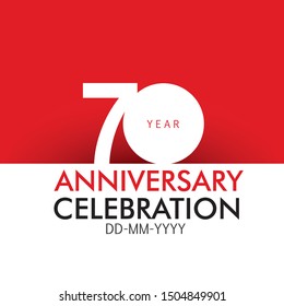 70 Year Anniversary Concept Red Color and White, For Invitation, banner, ads, greeting card - Vector