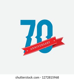 70 Year Anniversary Design Template, Vector Illustration