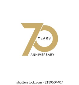 70 Year Anniversary Logo, Golden Color, Vector Template Design element for birthday, invitation, wedding, jubilee and greeting card illustration. svg