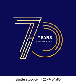 70 Year Anniversary Logo, Golden Color, Vector Template Design element for birthday, invitation, wedding, jubilee and greeting card illustration.